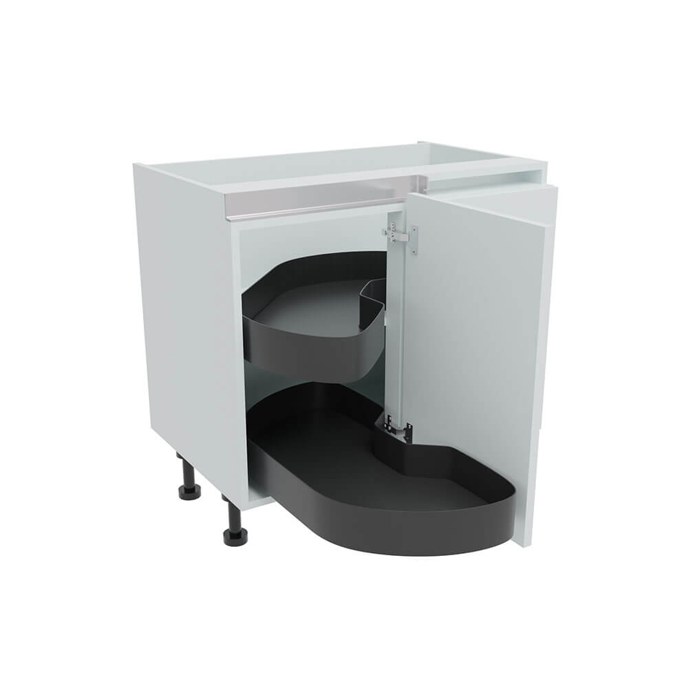 900mm True Handleless Highline Corner Base Unit - LAVA Corner Pull Out Shelving - 450mm Door (Right Blank)