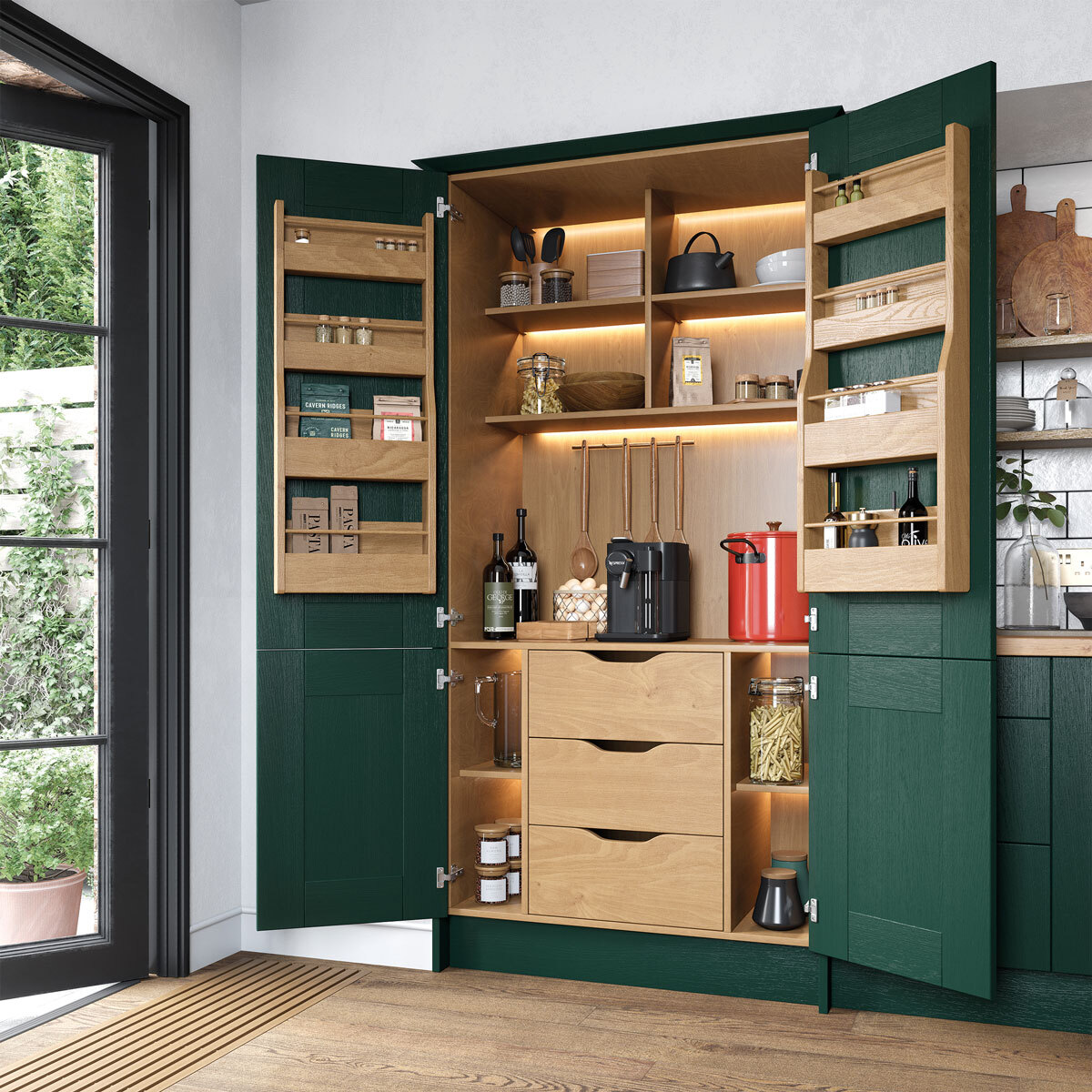 1000mm Larder Pantry Unit with Davenport Oak Carcase - Medium