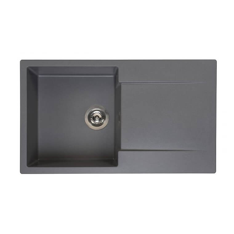 Reginox AMSTERDAM Single Bowl & Drainer Grey Granite Sink - 860mm Wide