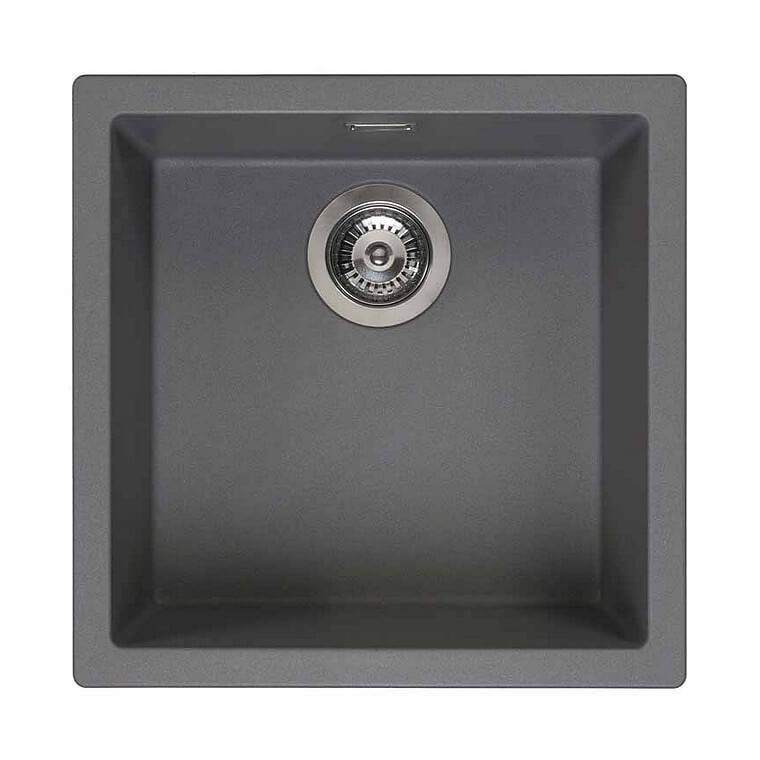 Reginox AMSTERDAM Grey Single Bowl Inset or Undermount Granite Sink - 400mm Wide