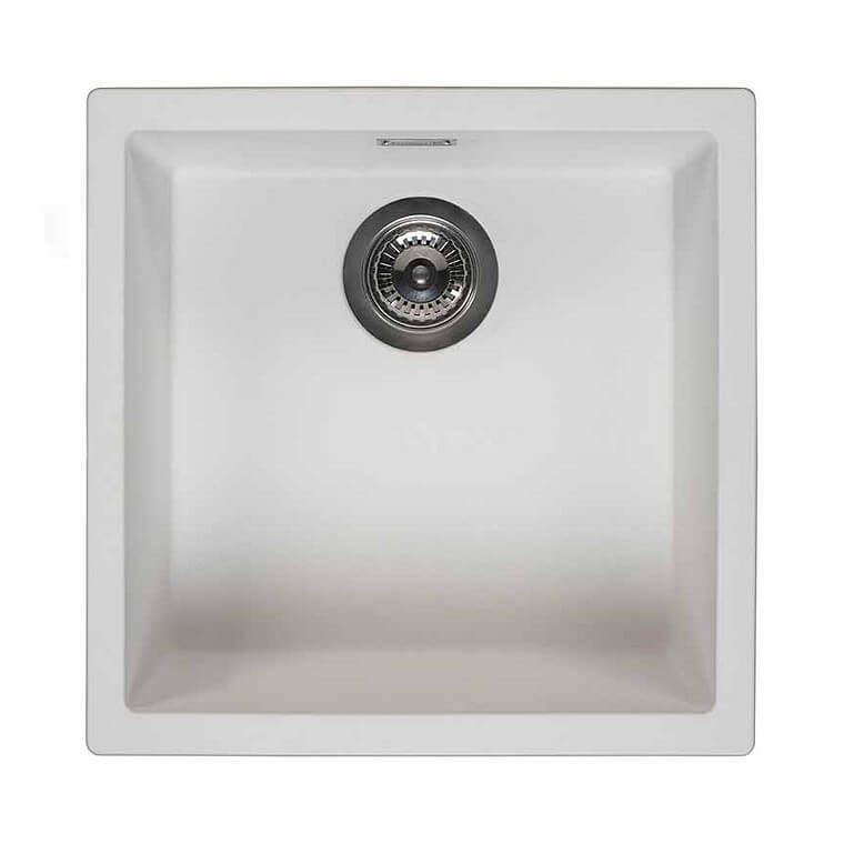 Reginox AMSTERDAM White Single Bowl Inset or Undermount Granite Sink - 400mm Wide