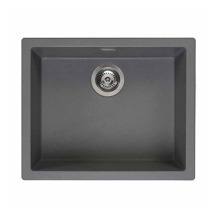 Reginox AMSTERDAM Grey Single Bowl Inset or Undermount Granite Sink - 500mm Wide