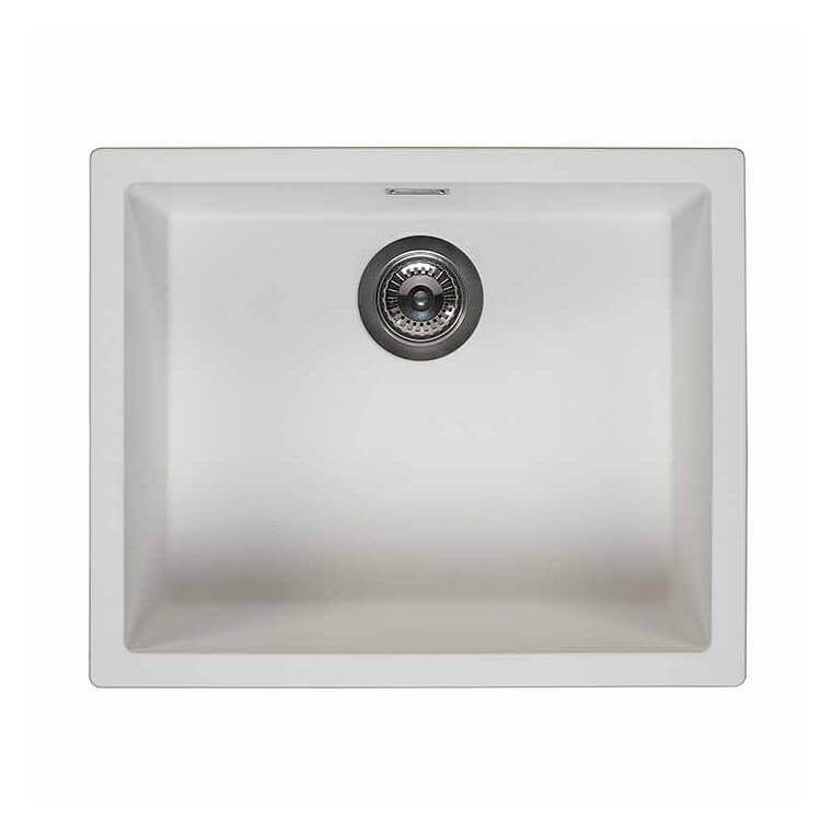 Reginox AMSTERDAM White Single Bowl Inset or Undermount Granite Sink - 500mm Wide