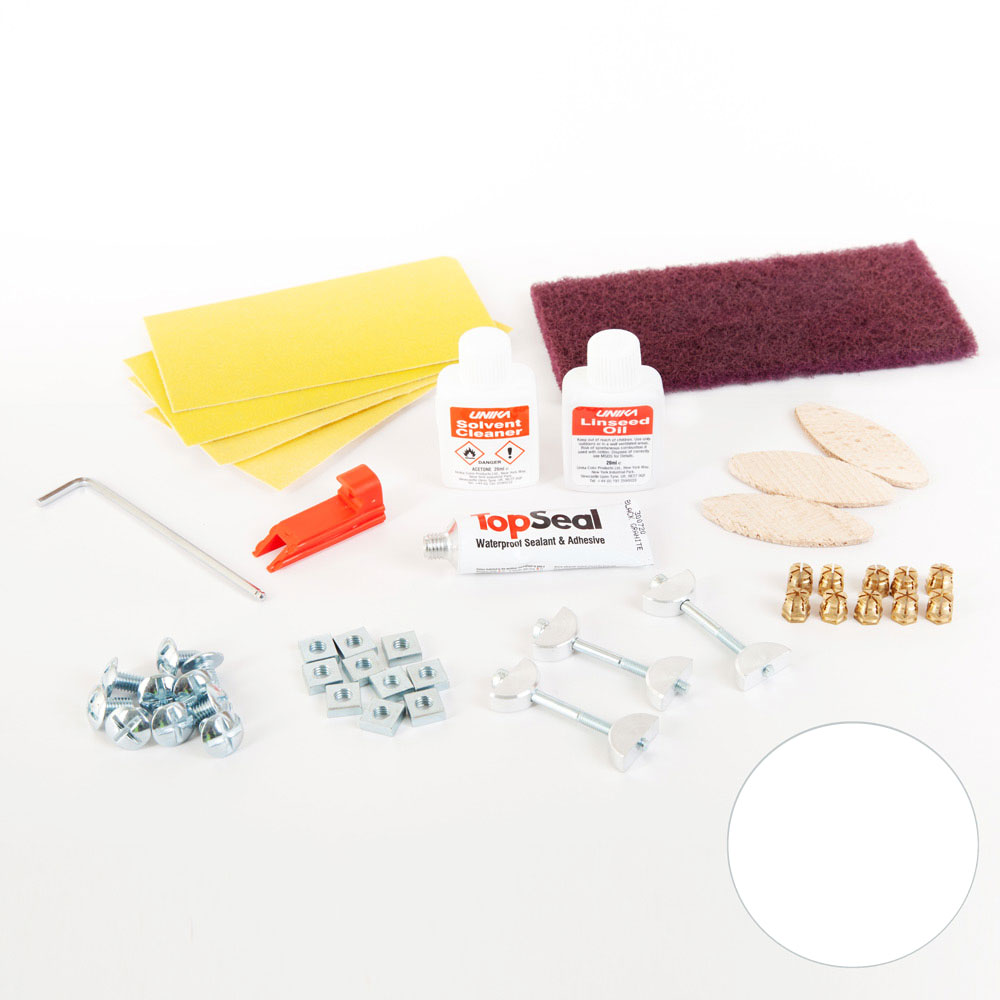 Solid Laminate Worktop Installation Kit - Single Joint - Bright White