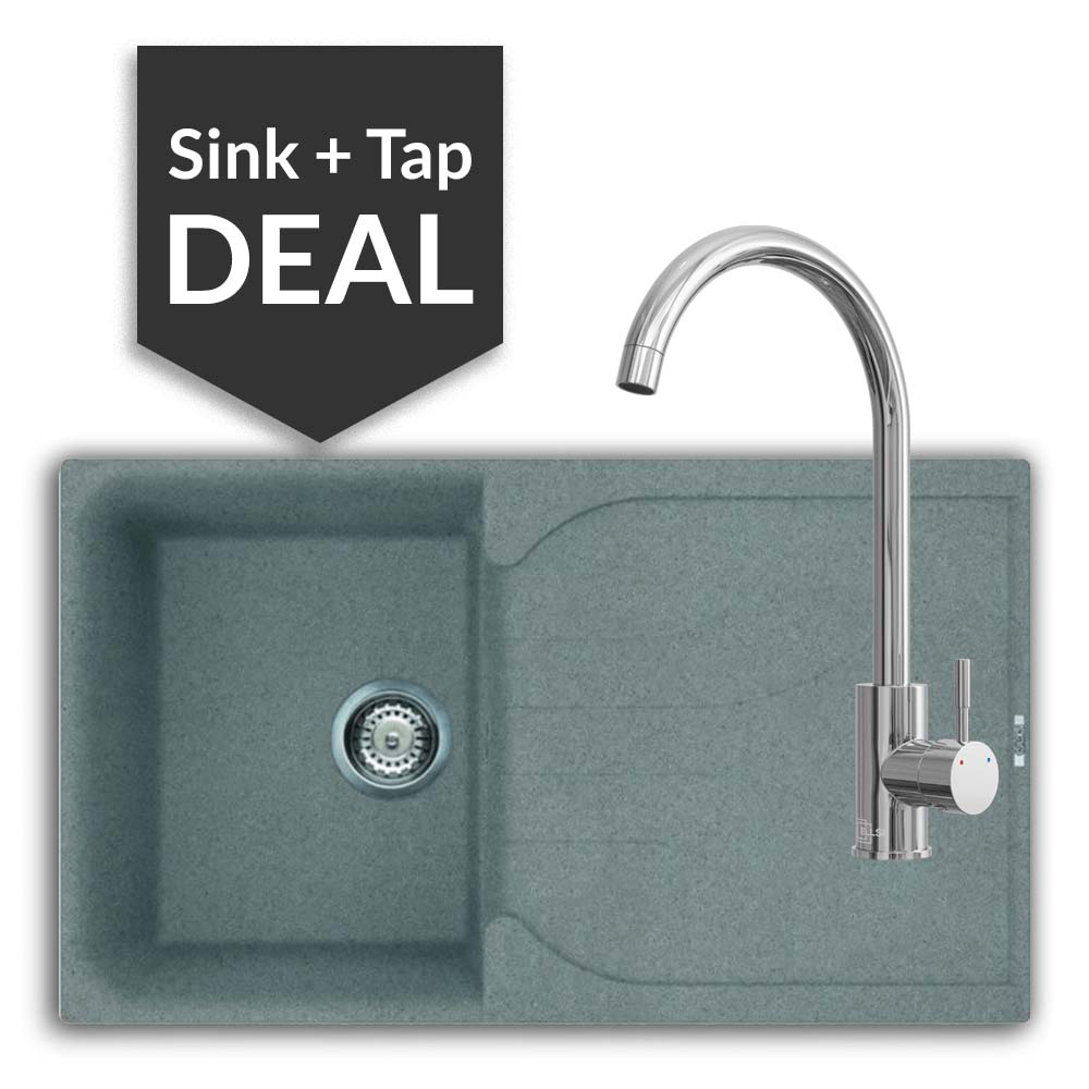 Quartz Titanium Small Single Bowl Sink & Varone Chrome Tap Pack