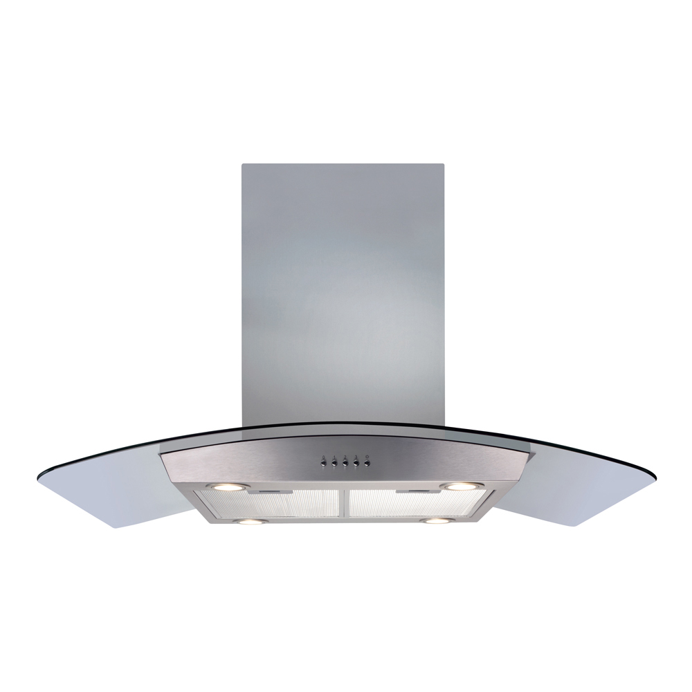 CDA ECPK90SS - 90cm Curved Glass Island Extractor, Stainless Steel