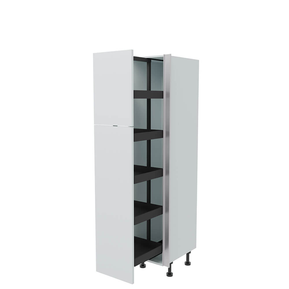 400mm True Handleless Tall Planero Pull Out Larder Unit - 570mm Top Door (Low) - RH