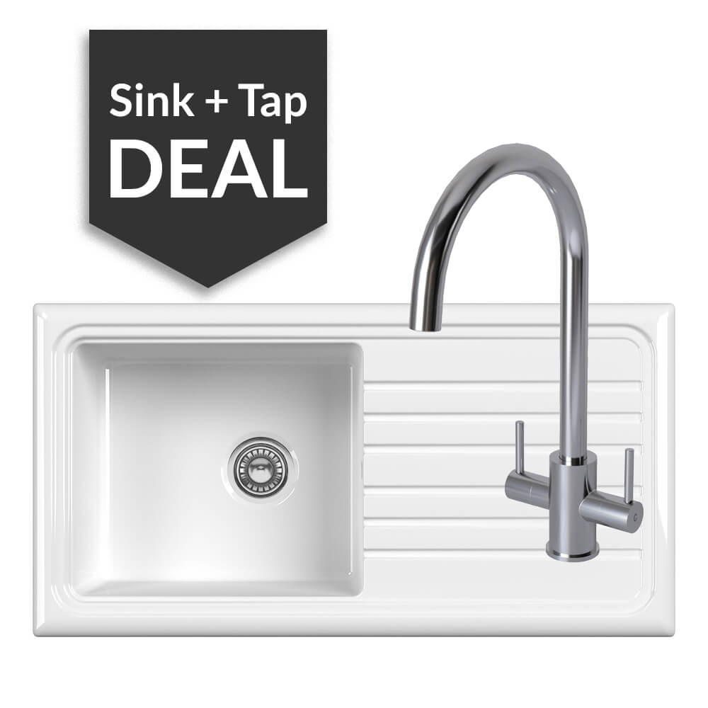 Ceramic Single Bowl Sink & Adria Chrome Tap Pack - 2024