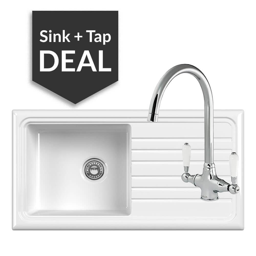 Ceramic Single Bowl Sink & Belmore Chrome Tap Pack - 2024