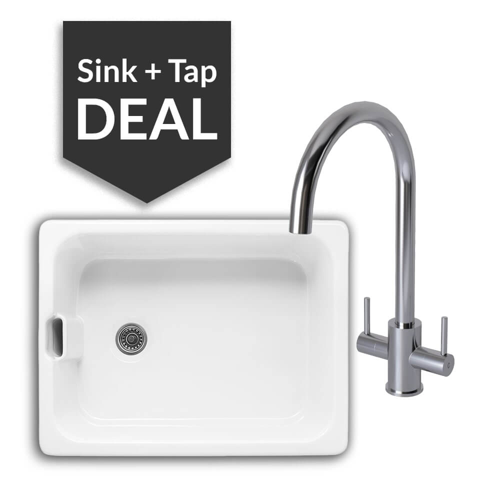 600mm Single Belfast Sink & Apsley Chrome Tap Pack - 2024