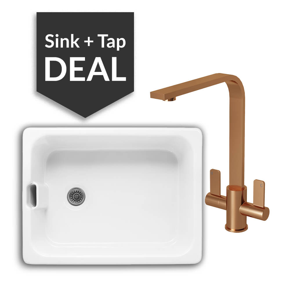 600mm Single Belfast Sink & Mesa Copper Tap Pack - 2024