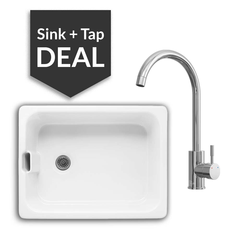 600mm Single Belfast Sink & Varone Chrome Tap Pack - 2024