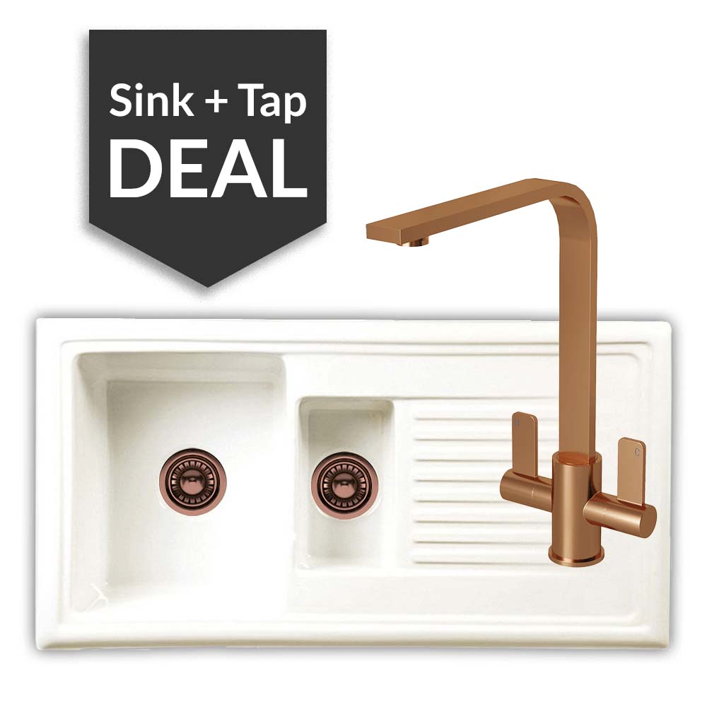 Ceramic 1.5 Bowl Sink & Mesa Copper Tap Pack - 2024