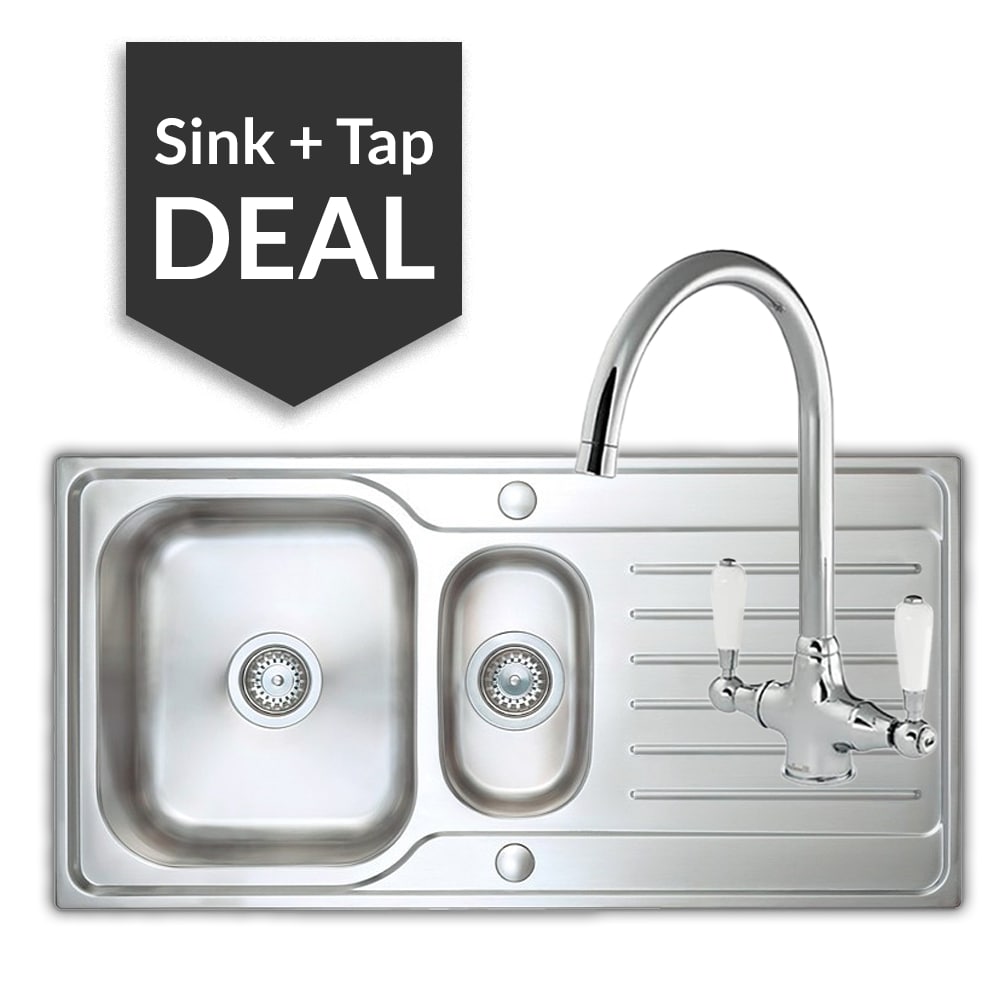 Premium Stainless Steel 1.5 Bowl Sink & Belmore Chrome Tap Pack - 2024