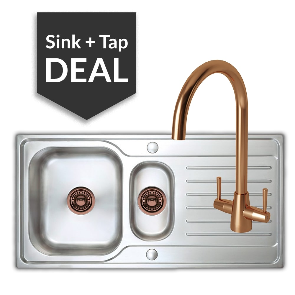 Premium Stainless Steel 1.5 Bowl Sink & Cascade Copper Tap Pack - 2024