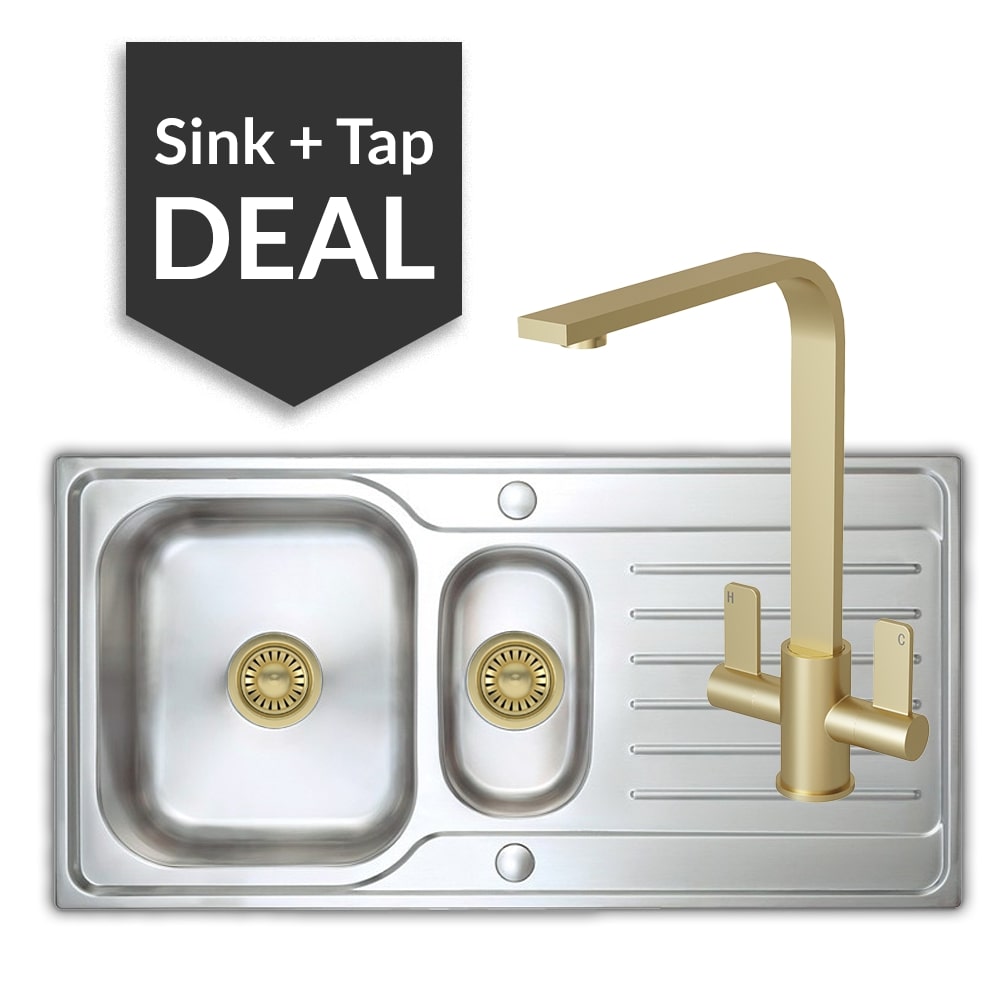 Premium Stainless Steel 1.5 Bowl Sink & Mesa Brass Tap Pack - 2024