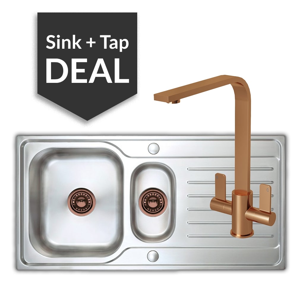 Premium Stainless Steel 1.5 Bowl Sink & Mesa Copper Tap Pack - 2024