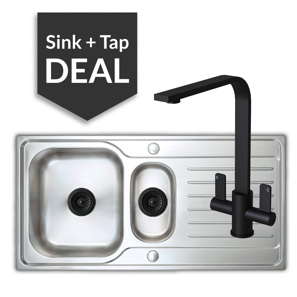 Premium Stainless Steel 1.5 Bowl Sink & Mesa Matte Black Tap Pack - 2024