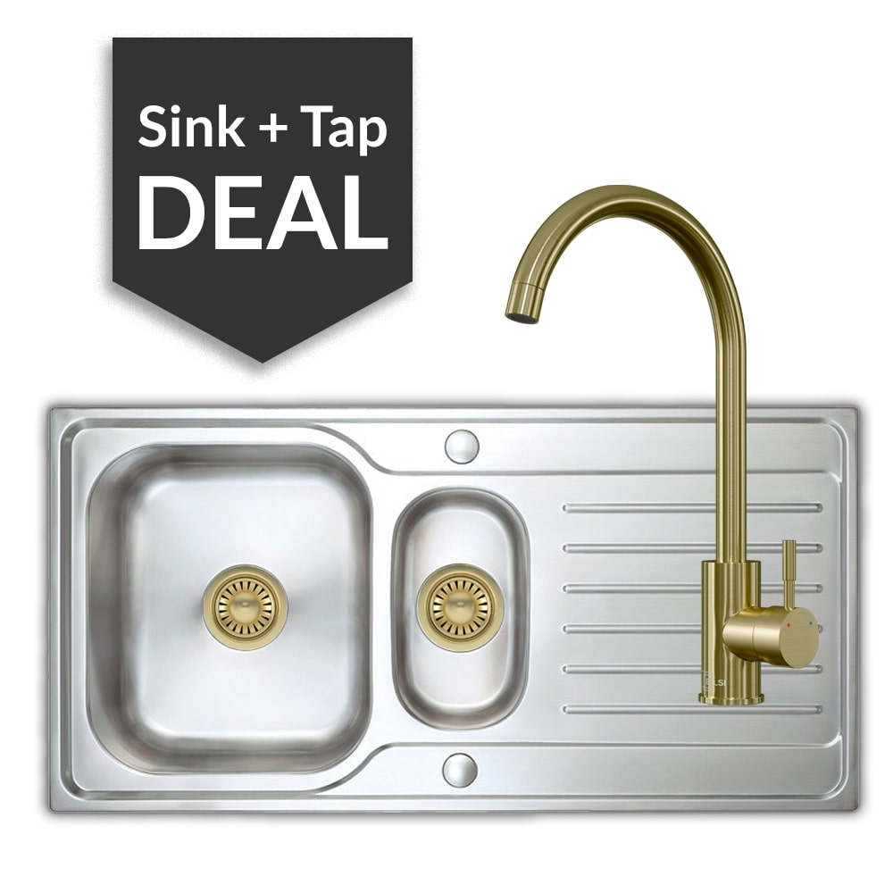 Premium Stainless Steel 1.5 Bowl Sink & Varone Brass Tap Pack - 2024