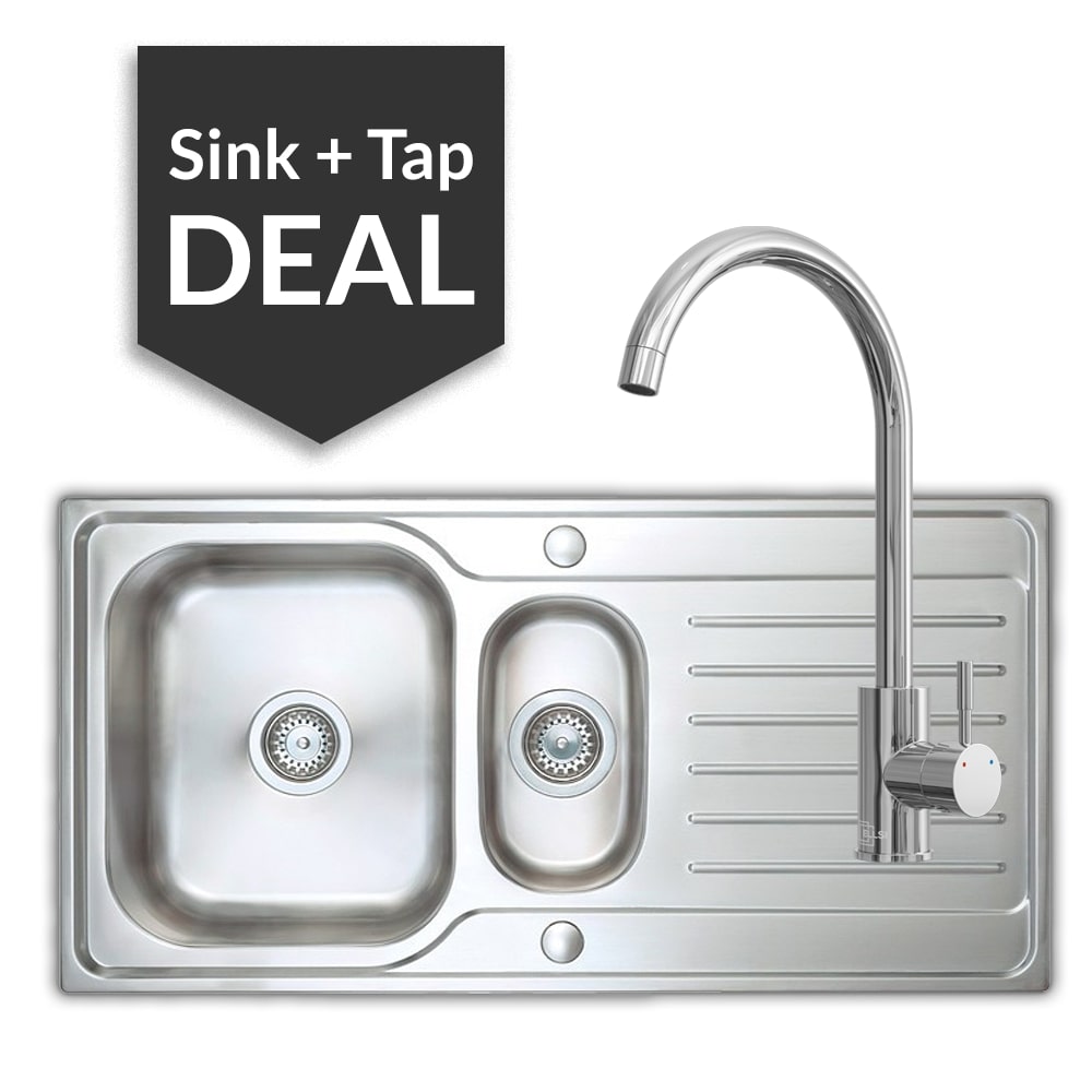 Premium Stainless Steel 1.5 Bowl Sink & Varone Chrome Tap Pack - 2024