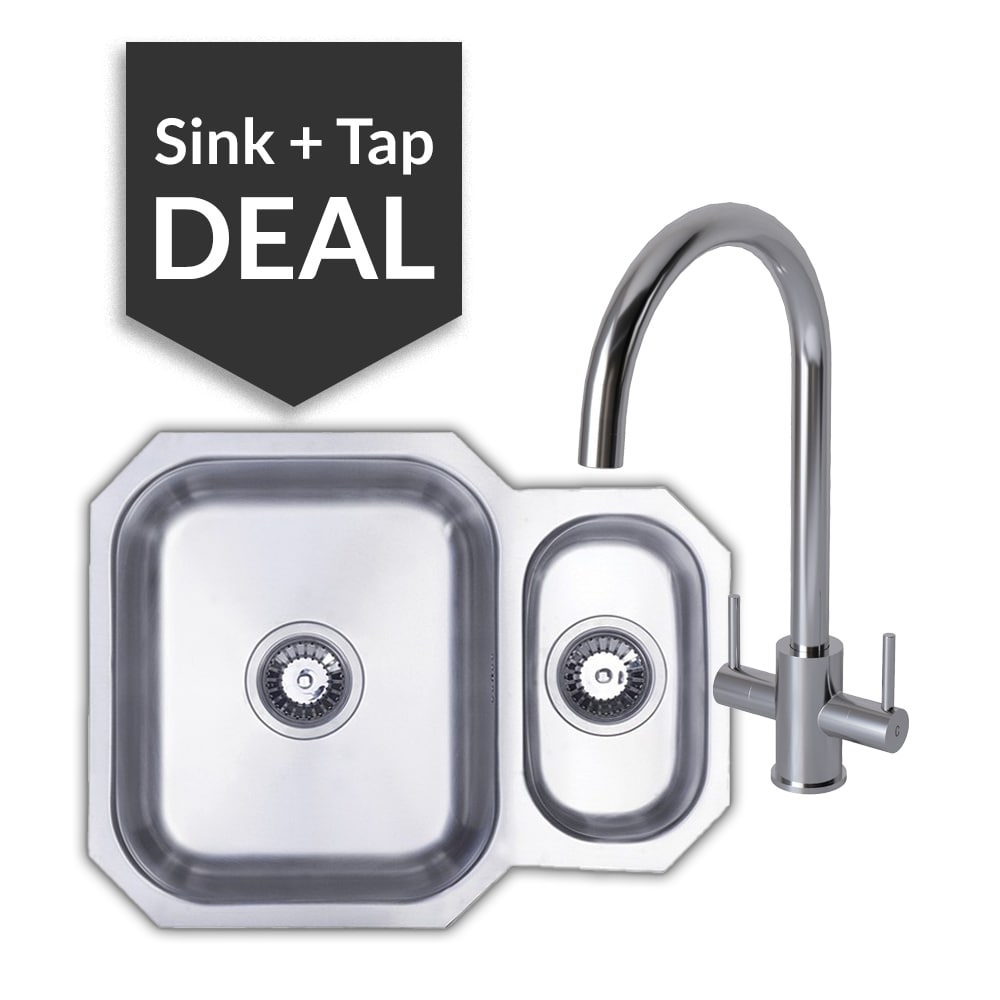 Premium Stainless Steel 1.5 Bowl Undermount Sink & Apsley Chrome Tap Pack - 2024