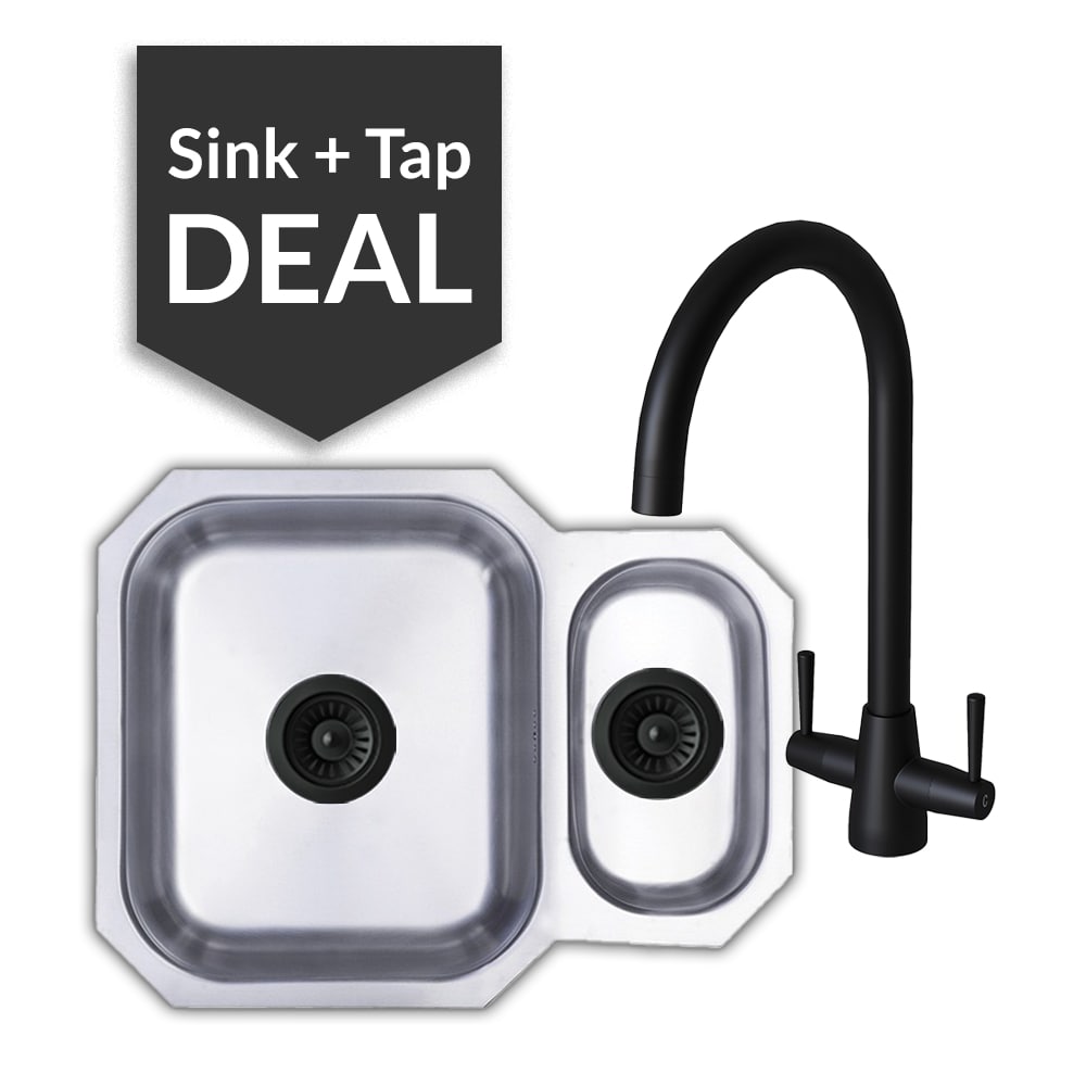 Premium Stainless Steel 1.5 Bowl Undermount Sink & Cascade Matte Black Tap Pack - 2024