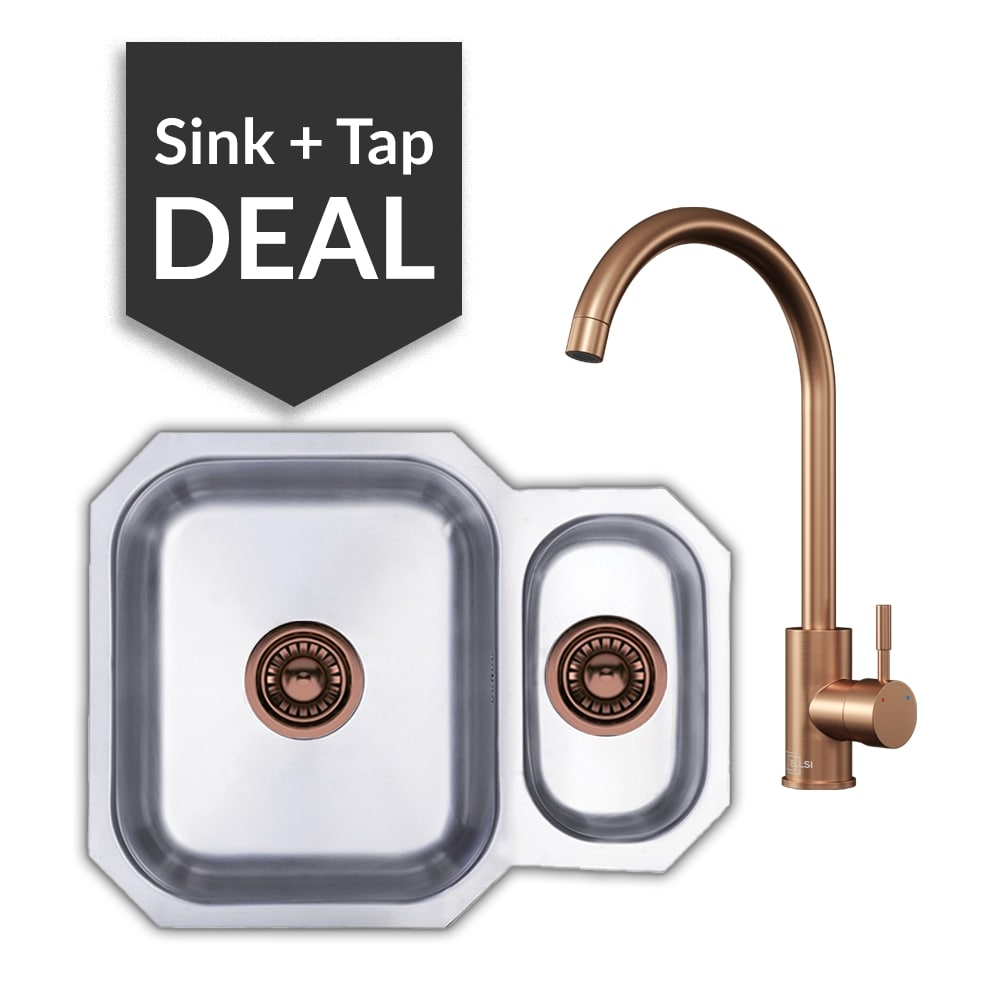 Premium Stainless Steel 1.5 Bowl Undermount Sink & Varone Copper Tap Pack - 2024