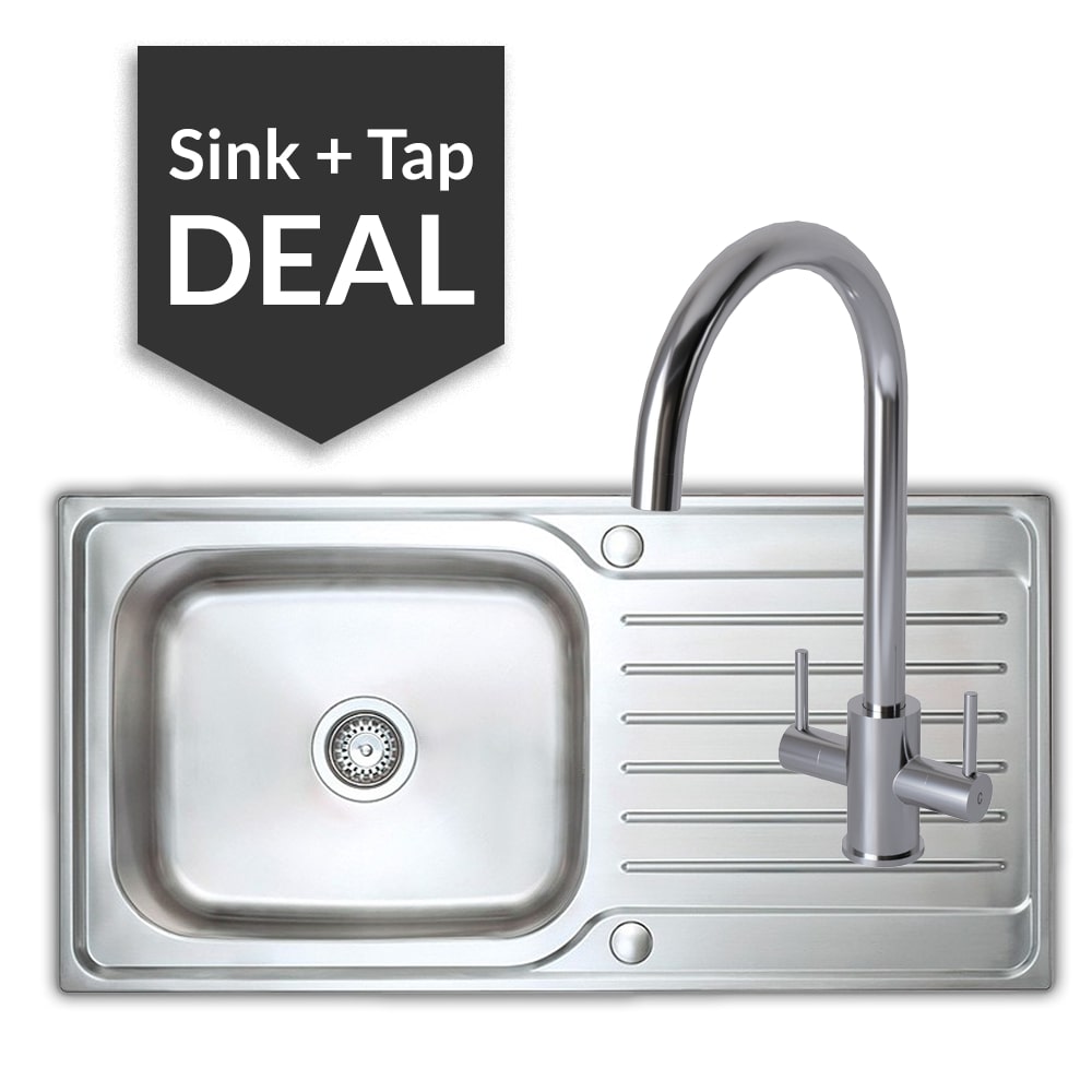 Premium Stainless Steel Large Single Bowl Sink & Apsley Chrome Tap Pack - 2024