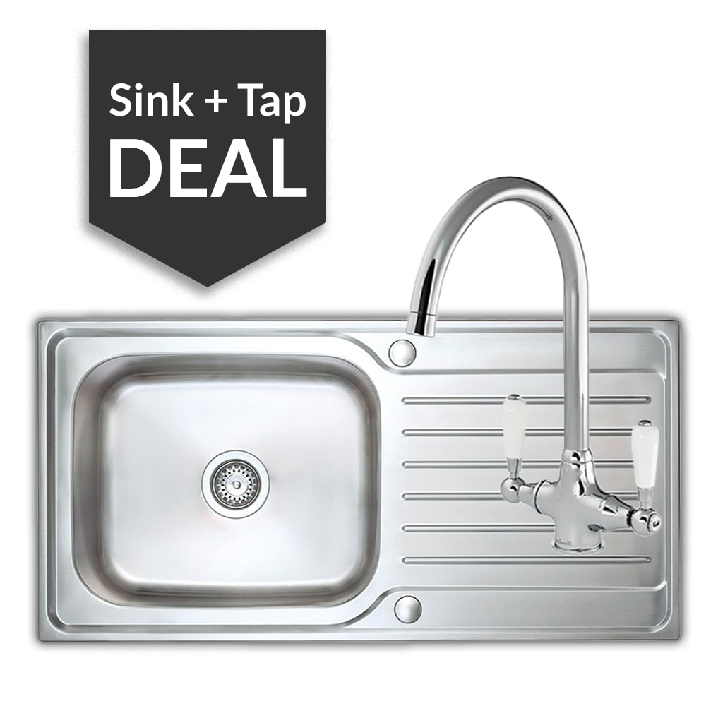 Premium Stainless Steel Large Single Bowl Sink & Belmore Chrome Tap Pack - 2024