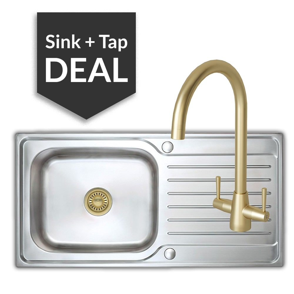 Premium Stainless Steel Large Single Bowl Sink & Cascade Brass Tap Pack - 2024