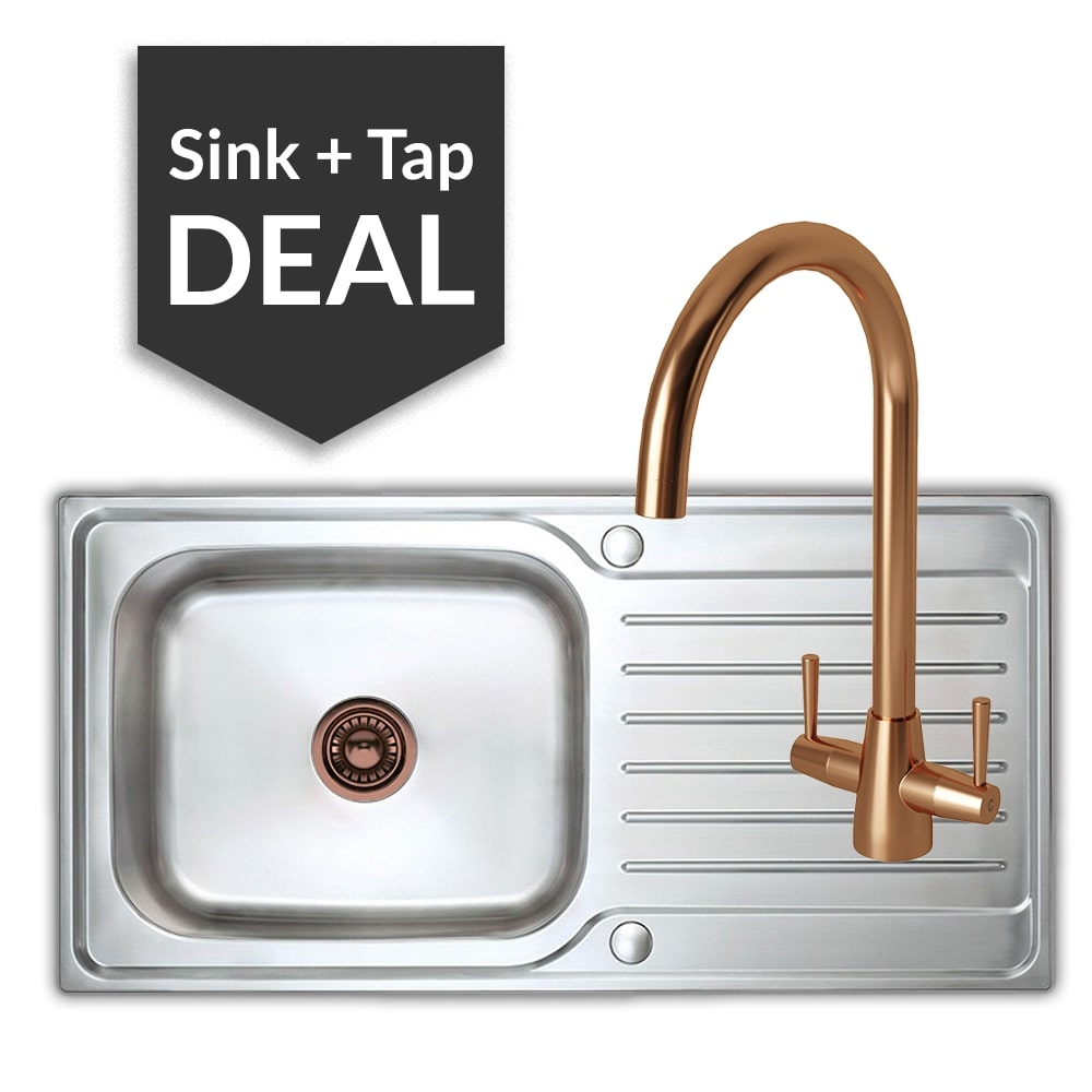 Premium Stainless Steel Large Single Bowl Sink & Cascade Copper Tap Pack - 2024