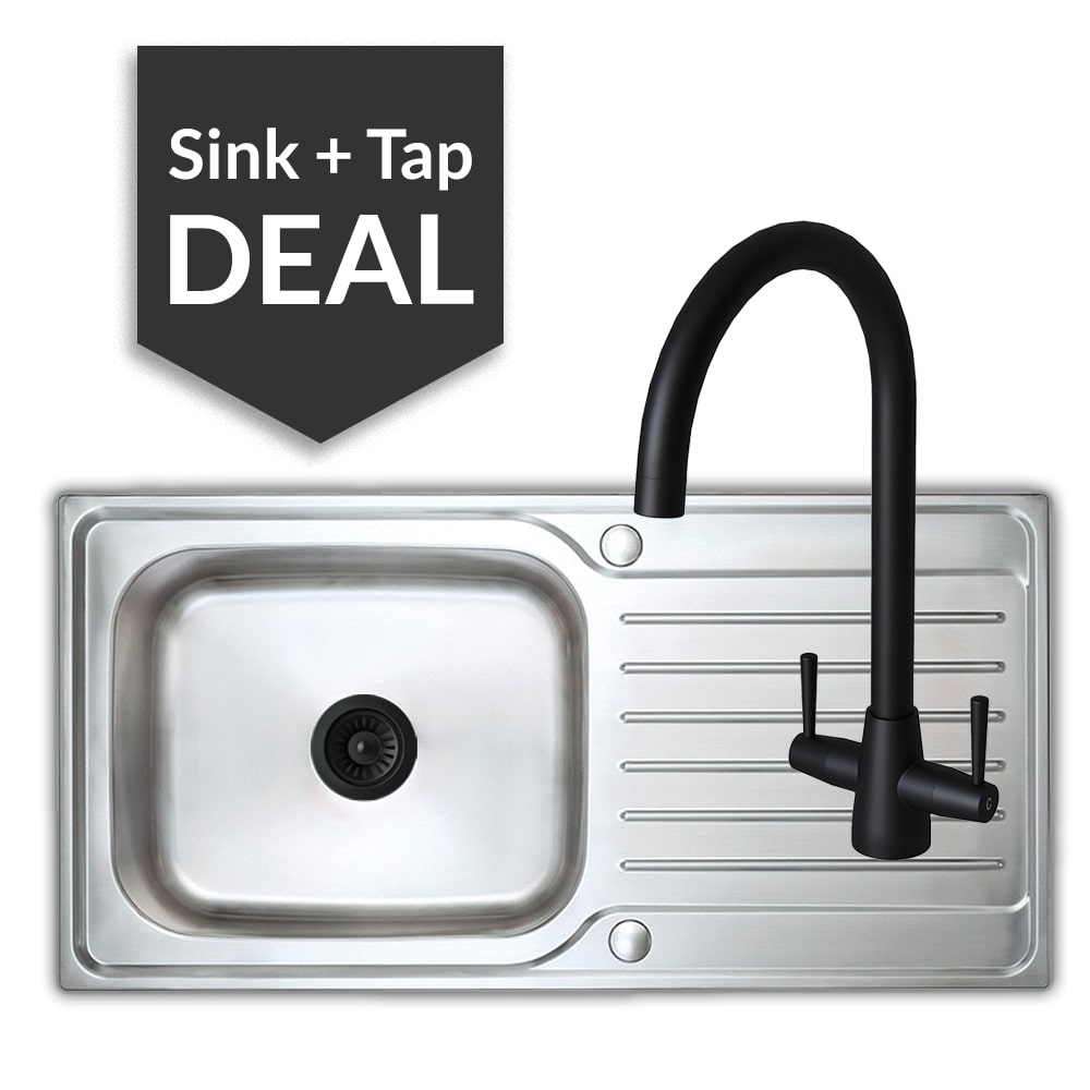 Premium Stainless Steel Large Single Bowl Sink & Cascade Matte Black Tap Pack - 2024