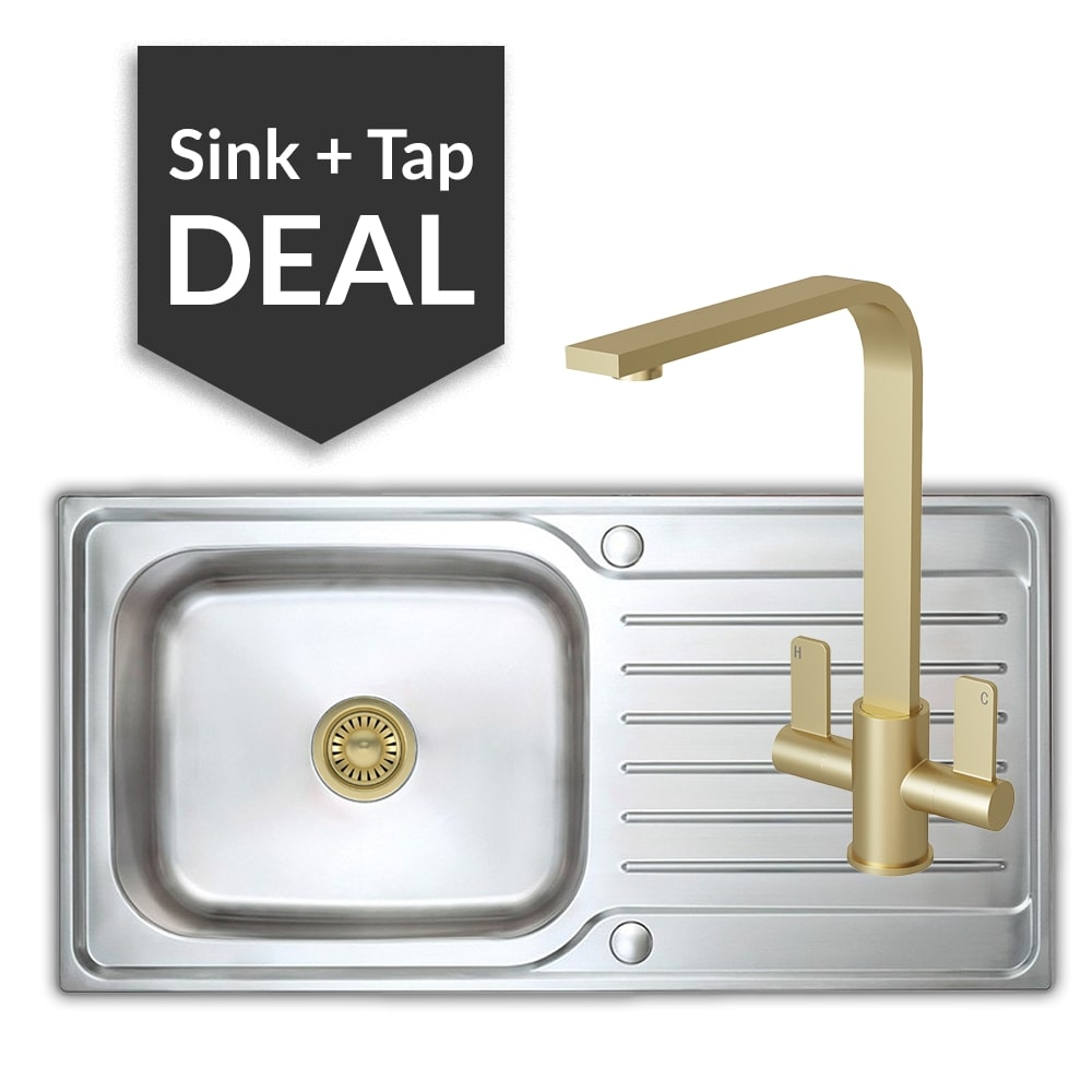 Premium Stainless Steel Large Single Bowl Sink & Mesa Brass Tap Pack - 2024