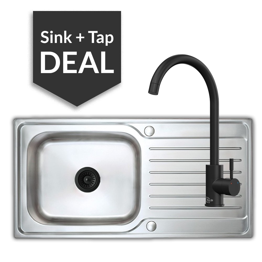 Premium Stainless Steel Large Single Bowl Sink & Varone Matte Black Tap Pack - 2024