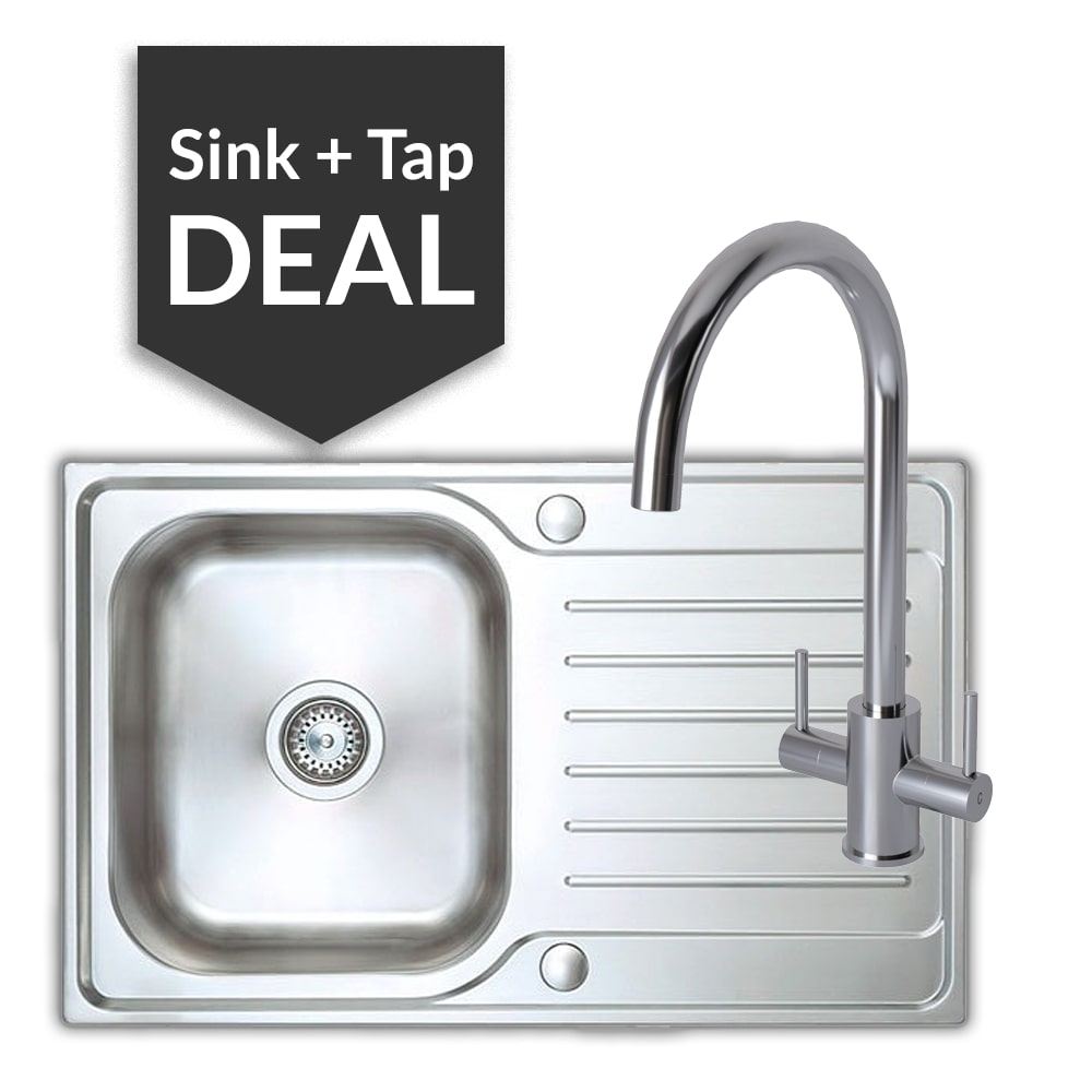 Premium Stainless Steel Small Single Bowl Sink & Apsley Chrome Tap Pack - 2024