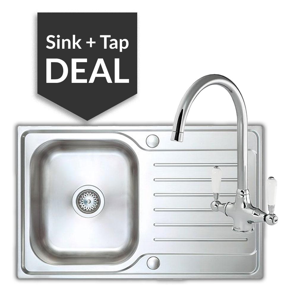 Premium Stainless Steel Small Single Bowl Sink & Belmore Chrome Tap Pack - 2024