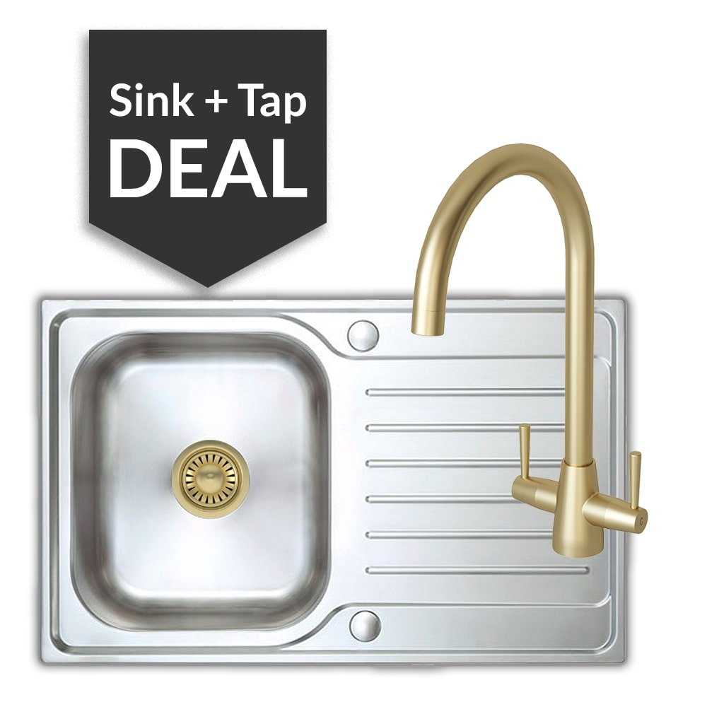 Premium Stainless Steel Small Single Bowl Sink & Cascade Brass Tap Pack - 2024