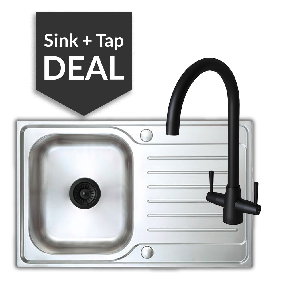 Premium Stainless Steel Small Single Bowl Sink & Cascade Matte Black Tap Pack - 2024