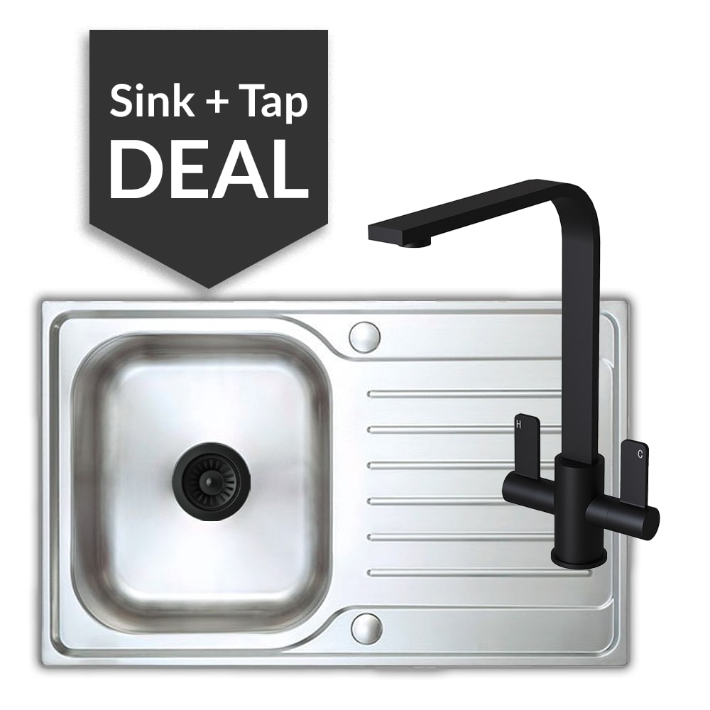 Premium Stainless Steel Small Single Bowl Sink & Mesa Matte Black Tap Pack - 2024