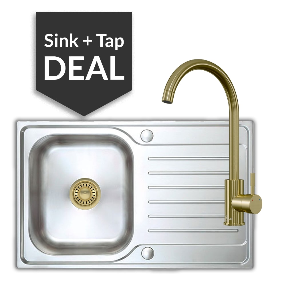 Premium Stainless Steel Small Single Bowl Sink & Varone Brass Tap Pack - 2024