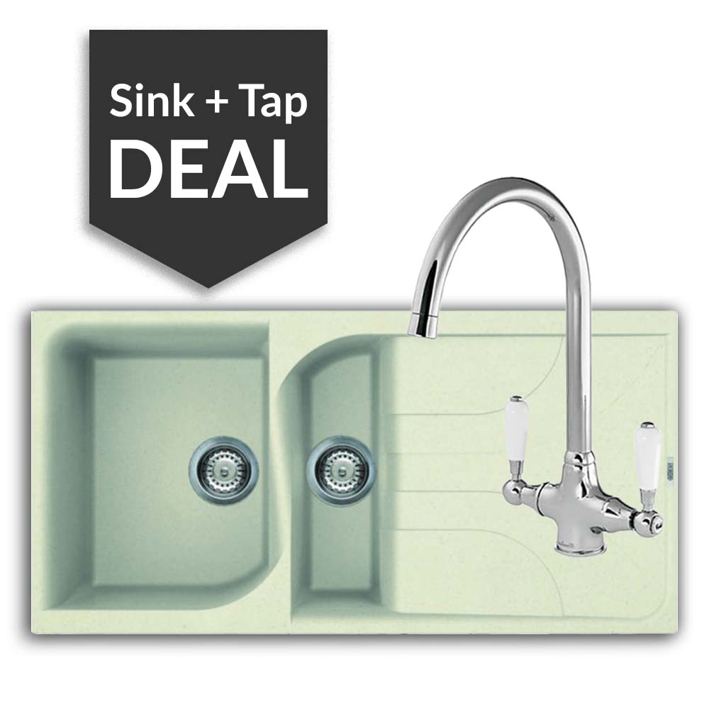 Quartz Cream 1.5 Bowl Sink & Belmore Chrome Tap Pack - 2024