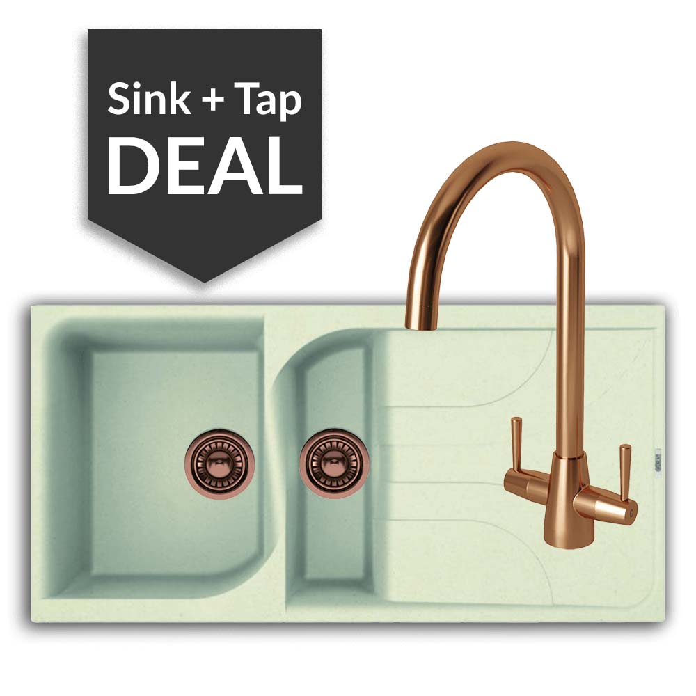 Quartz Cream 1.5 Bowl Sink & Cascade Copper Tap Pack - 2024