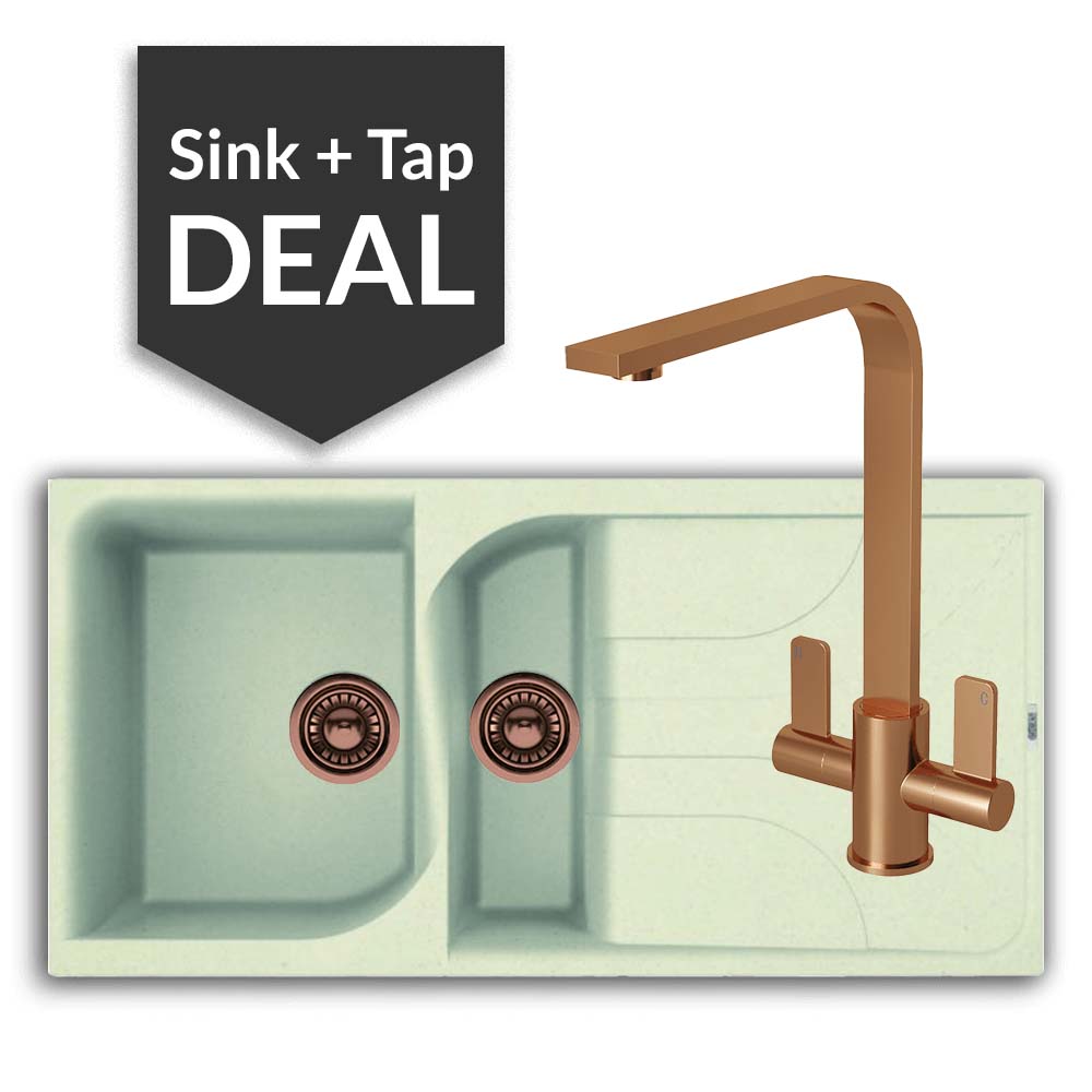 Quartz Cream 1.5 Bowl Sink & Mesa Copper Tap Pack - 2024