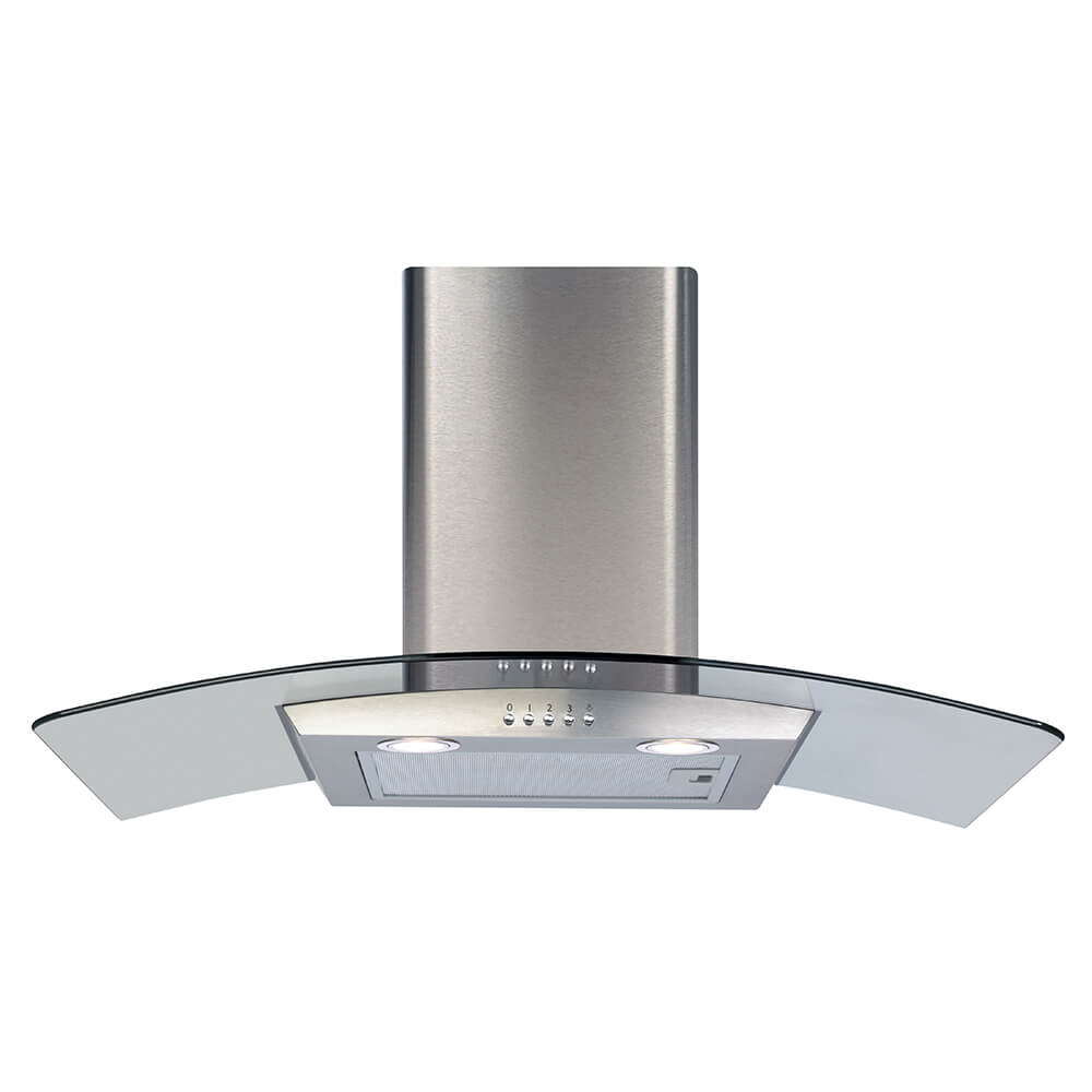 CDA ECP82SS 80cm Curved Glass Extractor, Stainless Steel, 3 Speed