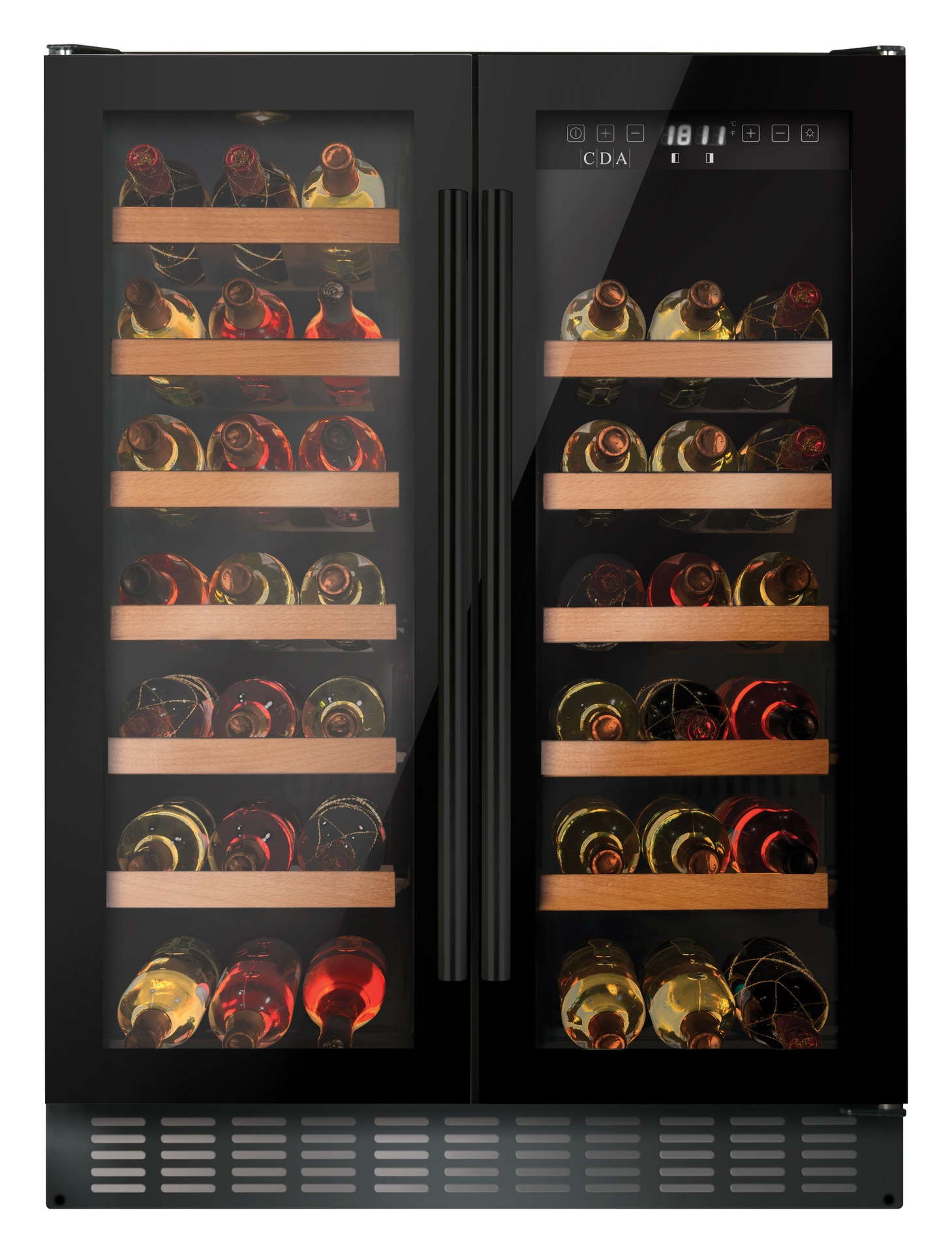 CDA FWC624BL 600mm Under Counter Wine Cooler, Black, 38 Bottle