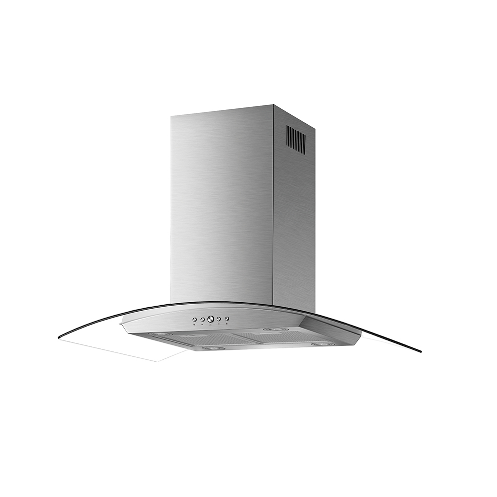 BEKIA 90cm Stainless Curved Glass Island Hood