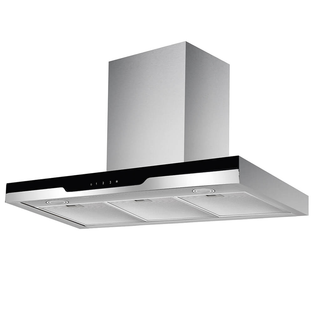 BEKIA 90cm Stainless Box Hood with Black/Silver Control Panel