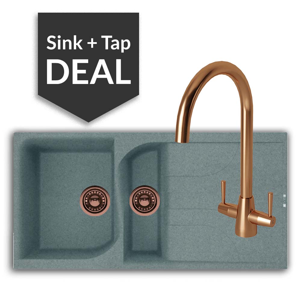 Quartz Titanium 1.5 Single Bowl Sink & Cascade Copper Tap Pack - 2024