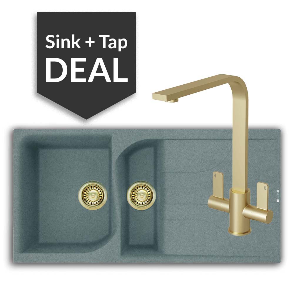 Quartz Titanium 1.5 Single Bowl Sink & Mesa Brass Tap Pack - 2024