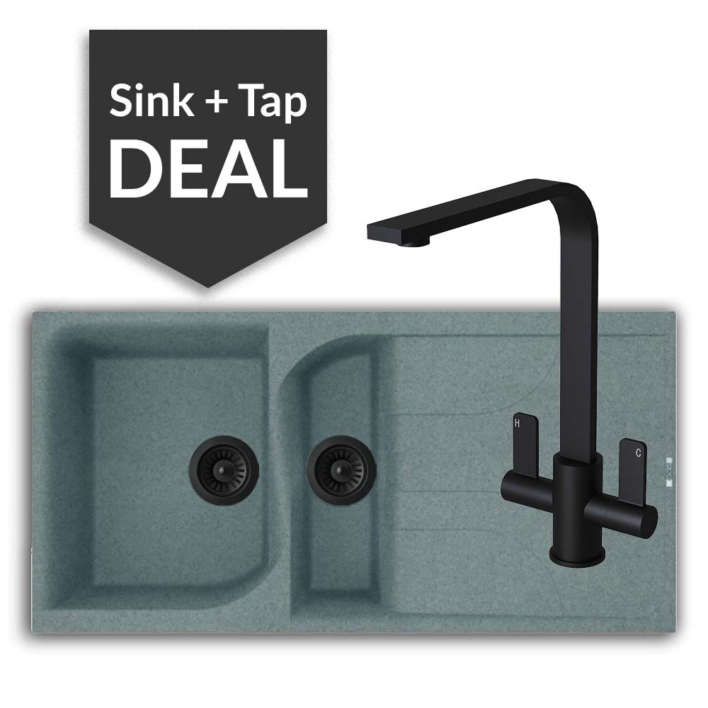 Quartz Titanium 1.5 Single Bowl Sink & Mesa Matte Black Tap Pack - 2024